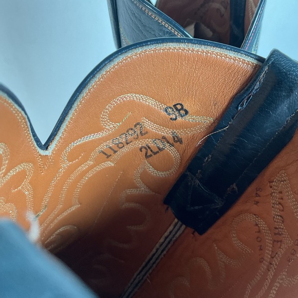 Vintage 1980s Lucchese San Antonio Navy Blue Cowboy Boots Men’s 9 B | Women’s 10 - Picture 6 of 16